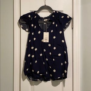 Navy polka dot blouse